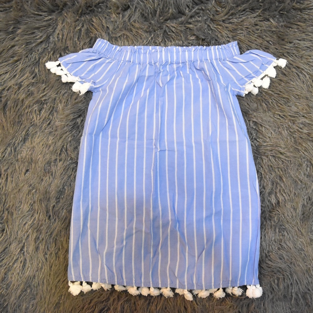 Off-the-Shoulder Striped Beach Cover Up